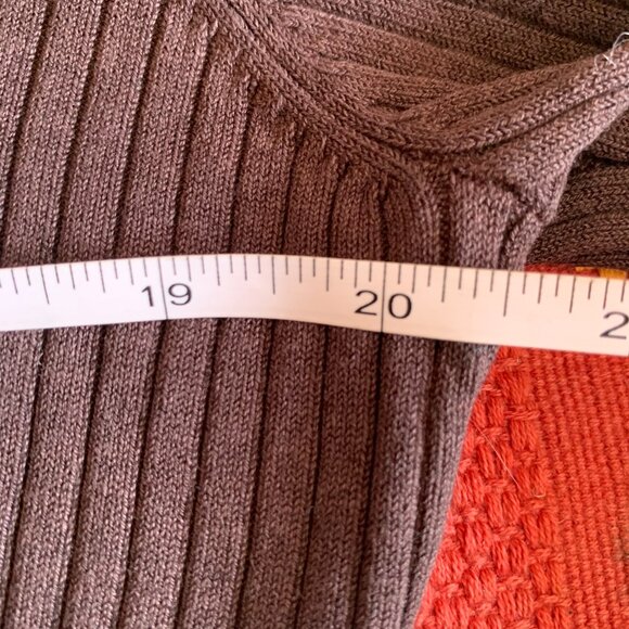 CHICO'S VTG 90s Brown Ribbed Knit Turtleneck Sz 3 Silk Blend Fall Dark Academia - Picture 5 of 5